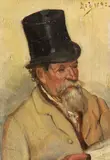 Felix Armand M. Jobbe- Duval, Gentleman in Top Hat with Newspaper, Oil on panel