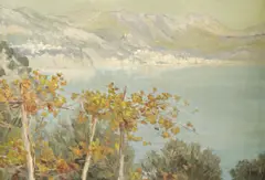 Giovanni Barbaro, View of Montreux Over Lake Geneva, Oil on canvas