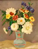 Andrée Ruellan, Little Zinnias, Oil on board