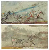 Sterling Boyd Strauser, Coaching: a Pair, Oil on masonite