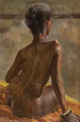 Bee Rose, African American Nude Model with Bangle Bracelet, Oil on canvas