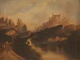Untitled by English School, RUINS ON HILLSIDE, oil on canvas, sold Jun 2005