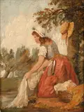 Untitled by English School, THE LAUNDRESS, oil on panel, sold Jun 2005