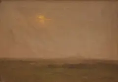 Peter Paul Hubner, Landscape with Moon, Oil on canvas