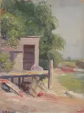 Along the Shore by American School, Oil on board, sold Jun 2005