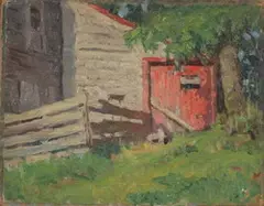 Ruth L. Osgood, Untitled, THE RED DOOR, oil on board