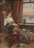 Nellie Dubois Boyle, Awaiting Father'S Return, Oil on board
