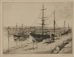 Jackson Simpson, The Harbor Stonehaven, Etching - Plate: 6 1/2 in. x 8 1/2 in