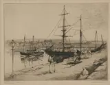 Jackson Simpson, The Harbor Stonehaven, Etching - Plate: 6 1/2 in. x 8 1/2 in