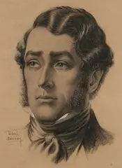 Robert Benney, Hollywood Actor Brian Aherne As Poet Robert Browning, Charcoal on paper - Site: 12 1/2 in. x 9 1/4 in