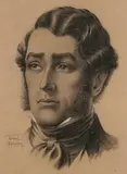 Robert Benney, Hollywood Actor Brian Aherne As Poet Robert Browning, Charcoal on paper - Site: 12 1/2 in. x 9 1/4 in