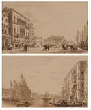 Giovanni Pividor, VENETIAN SCENES: A PAIR, both signed and dated 1847 lower right, Sepia ink on paper