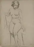 Edmund Quincy, Female Nude, SEATED, charcoal on paper