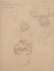 CHARACTER SKETCHES WITH GROCERY LIST, estate stamped on reverse by Edmund Quincy, Graphite on paper, offered Jun 2005