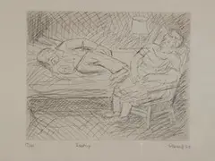 Resting by Leon Kossoff, Etching, offered Jun 2005