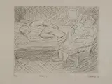 Leon Kossoff, Resting, Etching