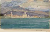 Charles Hoffbauer, View at Sirmione (Lombardy, Watercolor