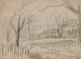Oscar Florianus Bluemner, Canal Scene, Graphite on paper