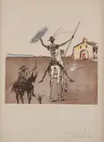 Don Quixote: Impossible Dream by Salvador Dalí, 1980, Etching with aquatint from an original sketch by Dali - Plate: 16 in. x 17 1/2 in, sold Jun 2005