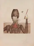 Don Quixote by Salvador Dalí, Hand-colored etching - Plate: 15 3/4 in. x 17 3/4 in, sold Jun 2005