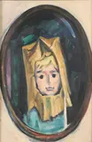 Mervin Jules, Paper Bag Hat, Oil on board