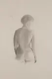 Ellen Soderquist, Standing Nude with Braided Hair, Graphite on paper