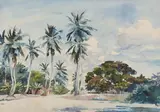 Nicholas Solovioff, Tropical Beach, Watercolor on paper
