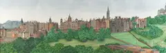 Mary Etta Thorn, English City with Towers and Castle, Watercolor