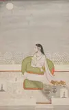 Anonymous, Woman under the moon, Woman under the moon, ink and color on paper