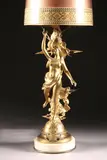 Jean Bulio, Untitled, L'ÉCLAIR, marked "Bulio", gilt bronze, mounted as a lamp