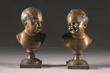 Alphonse Giroux, Pair of Bronze Busts, Each bronze