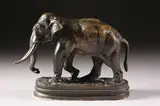 Walking Elephant by Antoine-Louis Barye, Bronze - Height: 5 1/4 in, sold Jun 2005