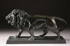 Antoine-Louis Barye, Lion Qui Marche, Bronze - Height: 9 in