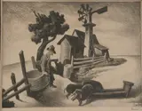 Homestead (In the Ozarks), 1938 (F.P. 60) by Thomas Hart Benton, Lithograph, sold Jun 2005