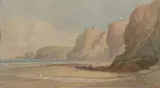 Thomas Hart F.S.A, Horses and Seaweed Gatherers on Coast of Cornwall, Watercolor