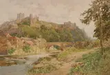 George Hodgson, Richmond Castle and River Swale, Watercolor