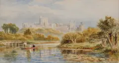 Punting on the Thames with Windsor Castle in Distance by Robert Gallon, Watercolor, offered Jun 2005