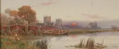 W. Stuart Lloyd, View of Wimborne Minster, Watercolor
