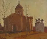 Russian School, Church Monastery with Birch Trees