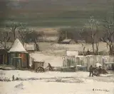 Guy Cambier, Snowy Landscape, Oil on canvas