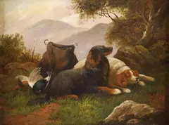 William Benson, Two Hunting Dogs, Oil on canvas