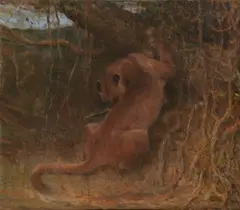 John Macallan Swan, Puma in Jungle, Oil on canvas