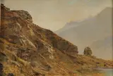 Janus Andreas La Cour, Mountain Slope, Oil on canvas
