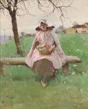 Emile Auguste Pinchart, The Flower Gatherer, Oil on canvas