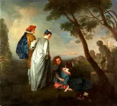 Louis-Jean-François Lagrenée, Untitled, COUPLES ON A HILLTOP WITH DOG, oil on canvas