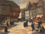 Russell Cheney, Town Square in Brittany, Oil on canvas