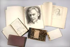 Stanislav Rembski, Six Sketchbooks, Various sizes, containing mostly pencil, some ink, sketches; face studies, portrait compositions, landscape sketches, some pages of journal notes