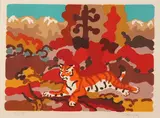Charles Lapicque, Reclining Tiger, Color lithograph
