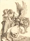 Albrecht Durer, Untitled, COAT OF ARMS WITH SKULL, engraving