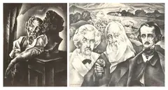 William S. Schwartz, Man with Portrait Bust, WITH EDGAR ALLEN POE - LITHOGRAPH #60, both signed in pencil, lower margins